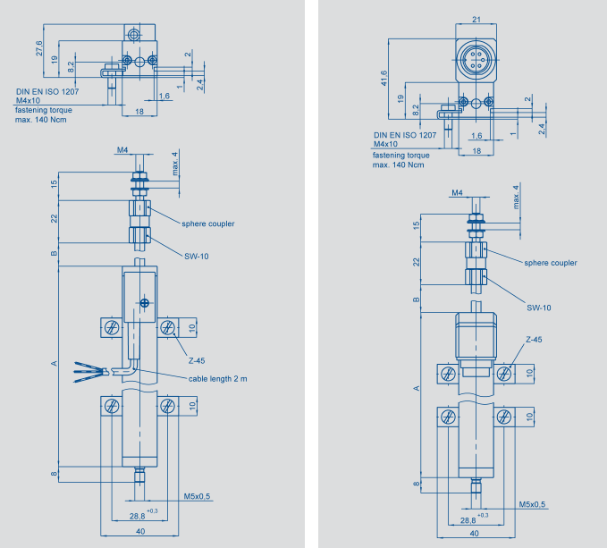 德國Novotechnik T-100直線位移傳感器尺寸圖
